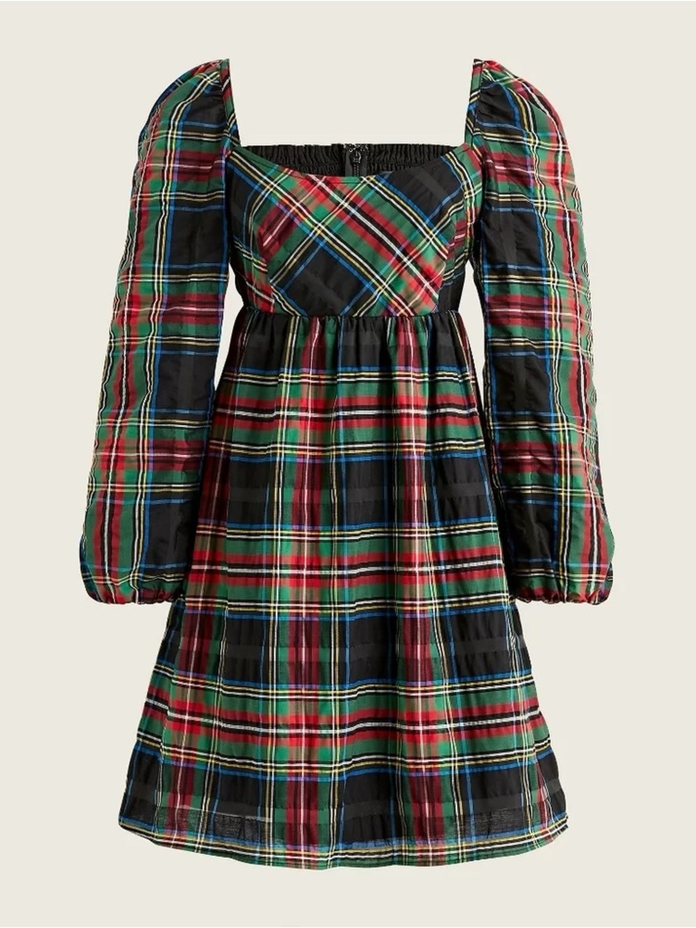 Reimagined by J.Crew Christmas Tartan Puff Sleeve Mini Dress, Style #BD491